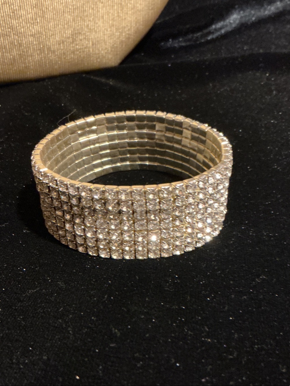Sparkling Silver Crystal Wide Stretch Bracelet